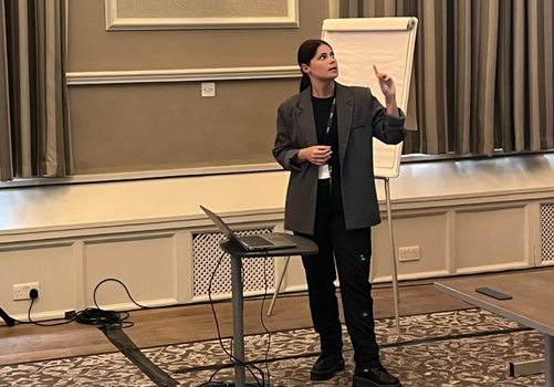 Sara Cox presenting at Back2Basics