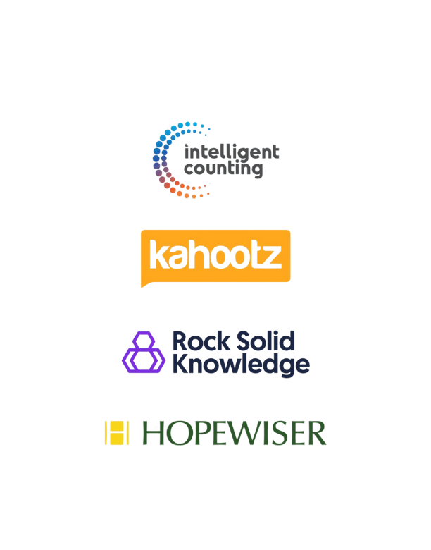 Timeline Logos - Intelligent Counting, Kahootz, Rock Solid Knowledge and Hopewiser  